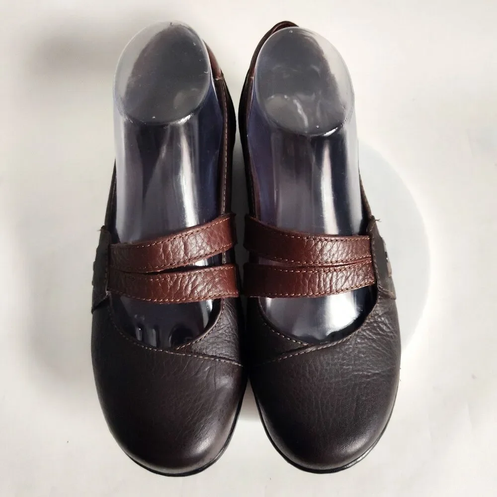 Clarks Loafers Womens 7.5 Brown‎ Ashland Twist Mary Jane Leather Slip-on Comfort
